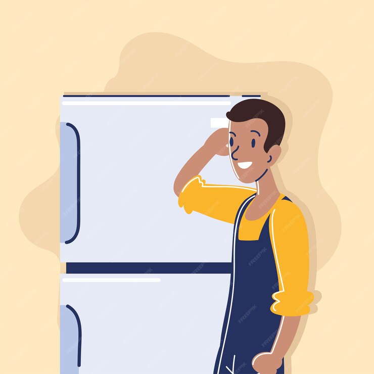 Technician repairing a Refrigerator