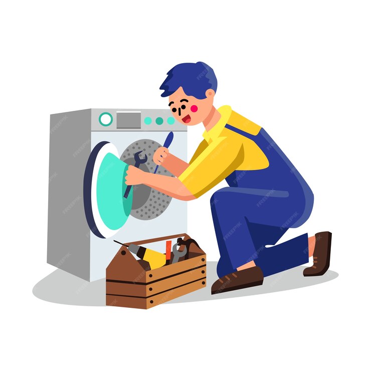 Technician repairing a Washing Machine